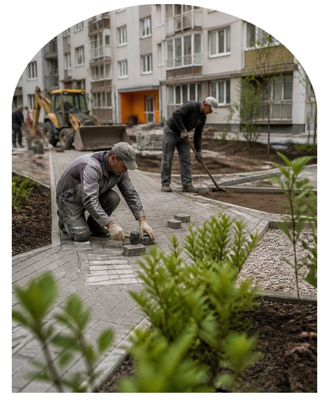 Благоустройство двора многоквартирного дома в Волгограде